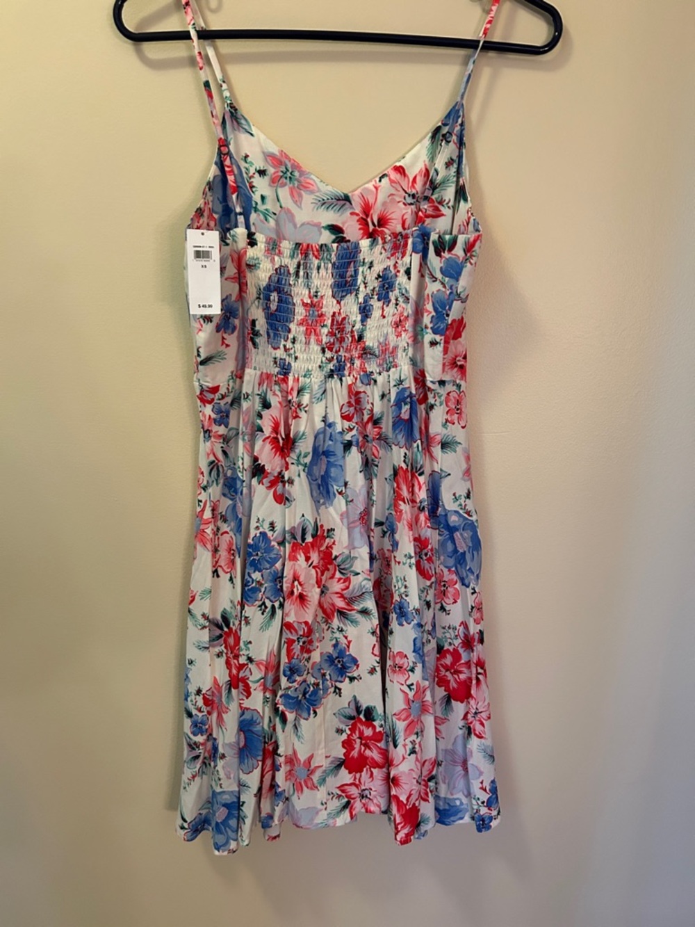 Gap Floral Mini Dress XS NWT Spaghetti Strap Fit & Flare Summer Cottagecore Pink - Picture 3 of 4